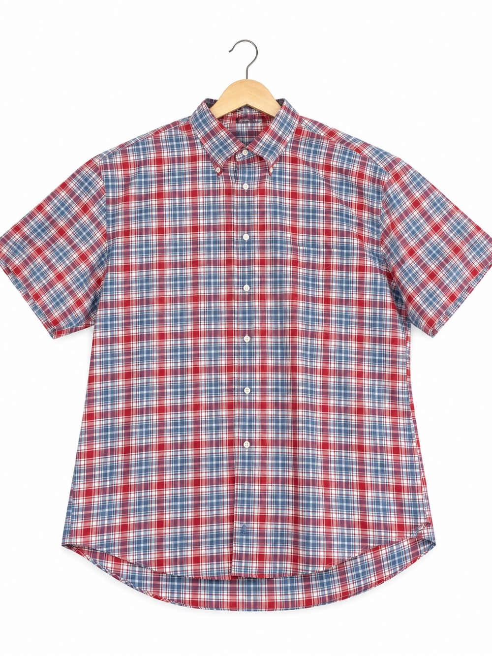 Nordstrom Red & Blue Plaid Short-Sleeve Button-Down Shirt
